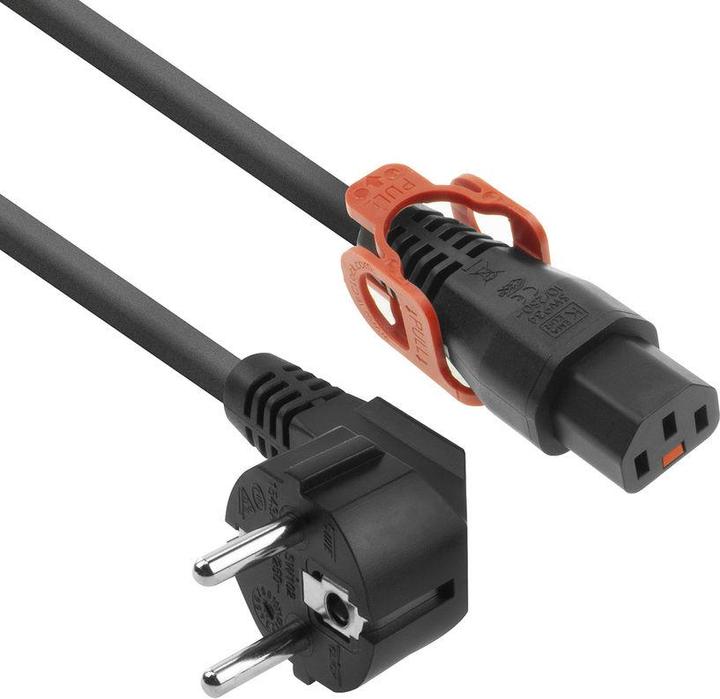 Image du produit Iec Lock Câble de connexion 230V connecteur mâle CEE7/7 (angle) - C13 + noir 2.00 m (2 m)