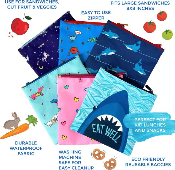 Produktbild Yumbox wiederverwendbare Sandwich - Taschen 2er Set – Hund und Einhörner