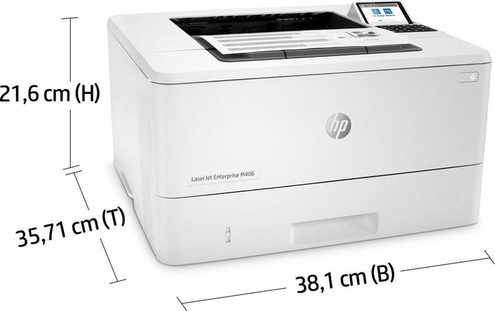 Actual product image HP LaserJet Enterprise M406dn Mono, Laser, 38ppm (Laser, Black and white)