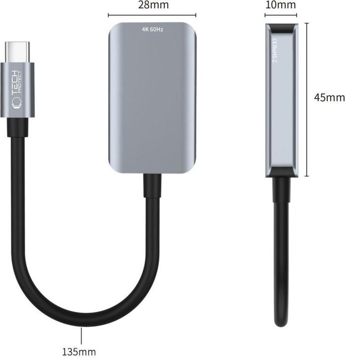 Produktbild Tech-Protect UltraBoost USB-C (Male) / HDMI (Female) 4K 60Hz Adapter - Black (HDMI, 13.50 cm)