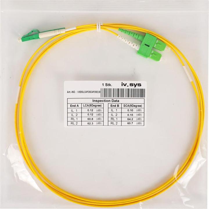 Dönges Patchkabel Duplex LWL, LC/APC9°-SC/APC9°, 9/125µm, gelb, 2,0 m (2 m)