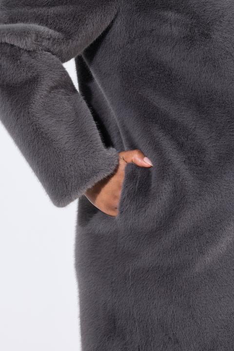 Produktbild Ulla Popken Webpelz-Kurzmantel, A-Linie, Stegkragen, Druckknöpfe