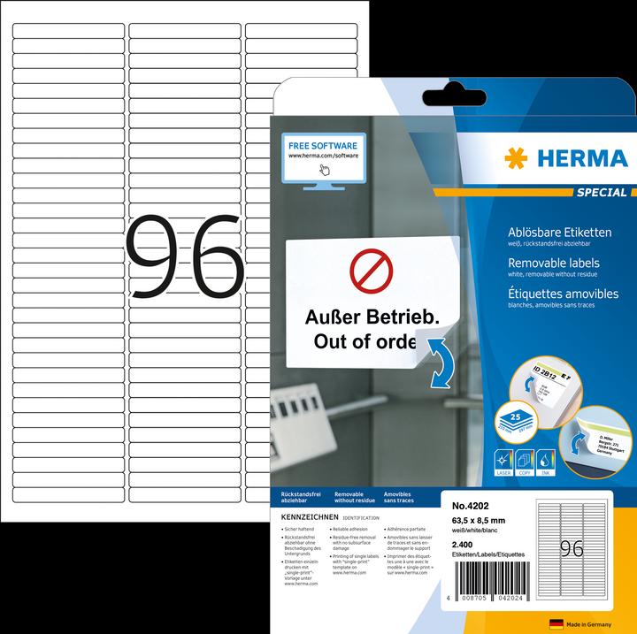 Productafbeelding HERMA A4 verwijderbare etiketten