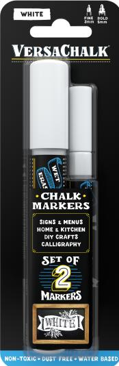 VersaChalk - Combi set with 2 white chalk markers 3mm + 5mm (2x)