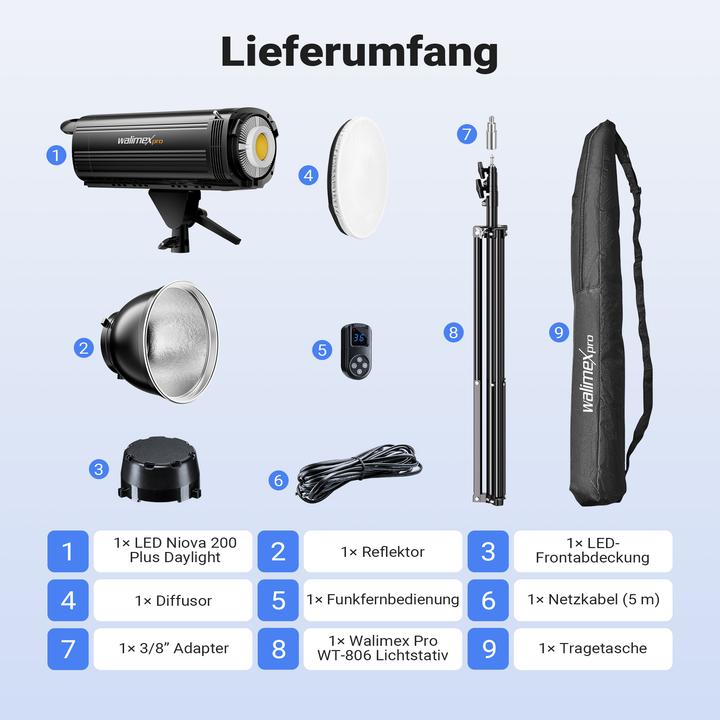 Produktbild Walimex pro LED Niova Plus DL 200 W + Stativ Set Lichtstativ Flächenleuchte (Flächenleuchte)