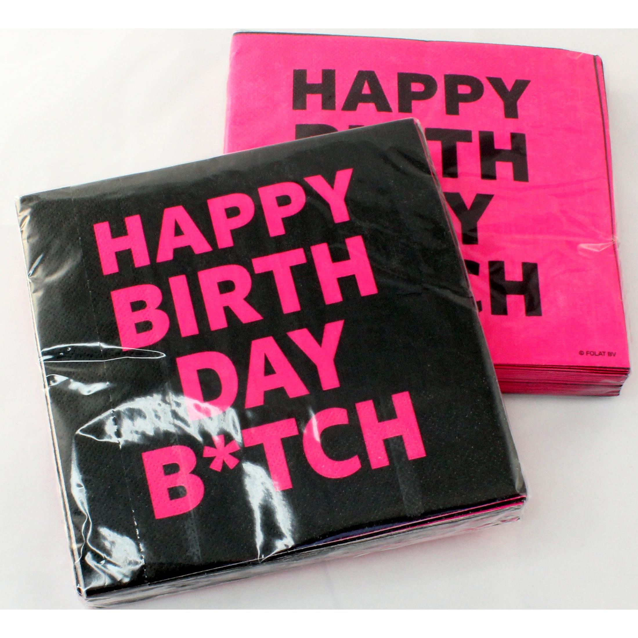 Folat, Servietten, Servietten Happy Birthday B*tch (1 x, 33 x 33 cm)