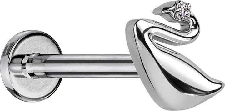 Image du produit Star Piercing Micro Labret femelle argenté Cygne argenté Cristal argenté (sans laiton, Titane)