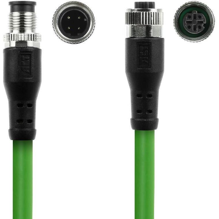 Thumbnail - ACT Industrial 3.00 meters Sensor cable M12D 4-pin male to M12D 4-pin male, Superflex Xtreme TPE cable, Elektronikkabel ...