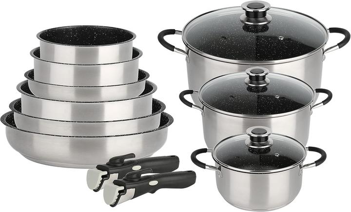 Actual product image Kamberg Stainless Steel Cookware Set (Frying pan, Pan set + pot set, Pot, Stainless steel, 28 x 5.50 cm)