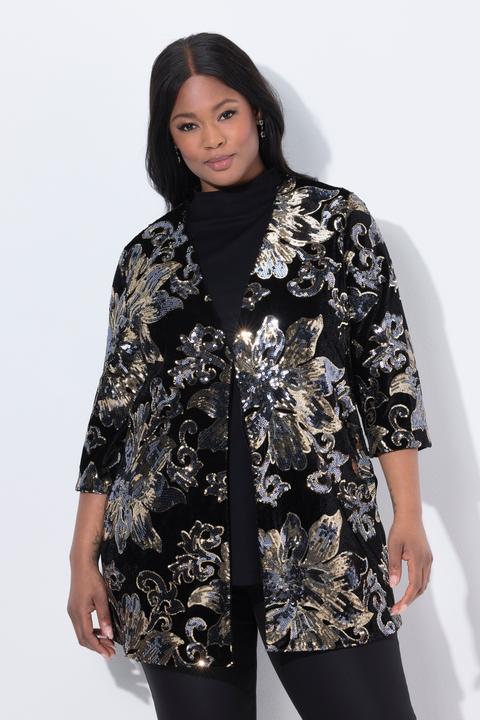 Actual product image Ulla Popken Floral Sequined Velvet Jacket (60)