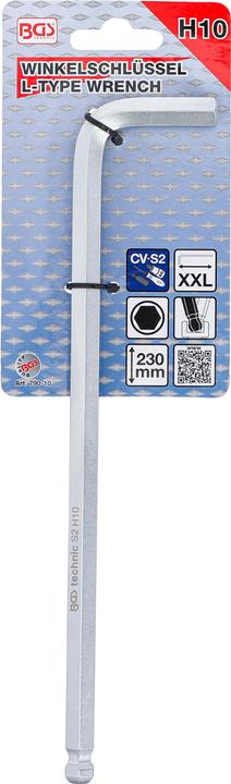 Produktbild BGS Winkelschlüssel extra lang Innensechskant / Innensechskant mit Kugelkopf 10 mm (Innensechskant)