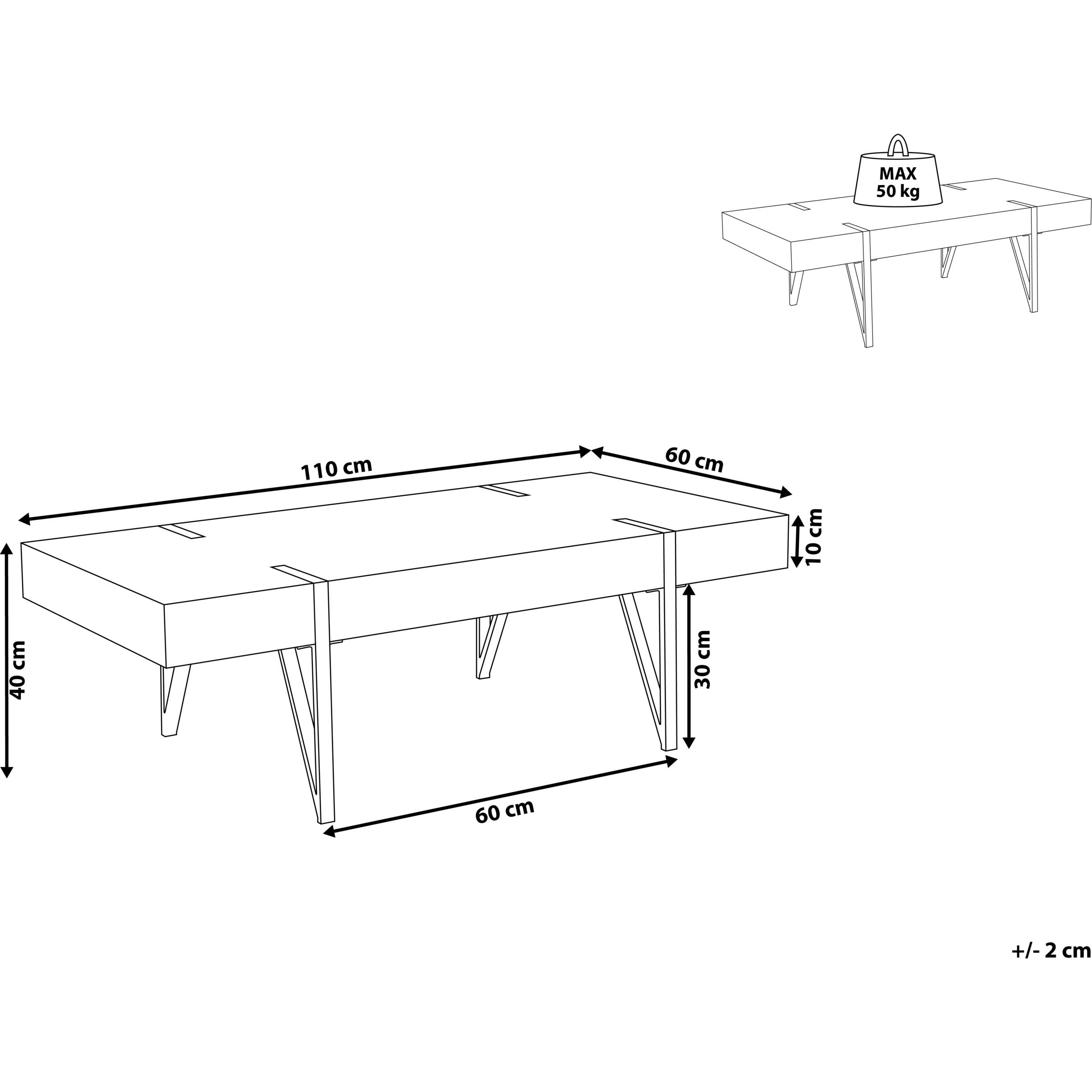 Thumbnail - Beliani, Couchtisch + Beistelltisch, Adena (120 x 40 x 60 cm)