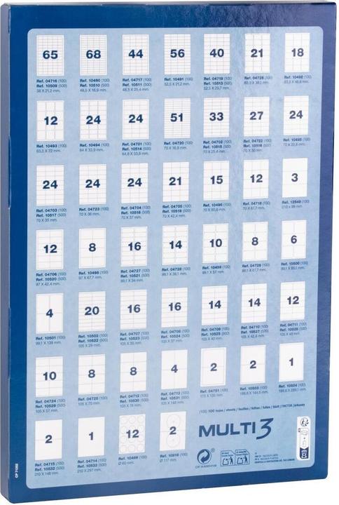 Actual product image Multi Universal labels, 210x148mm, rectangular, white 100 sheets.