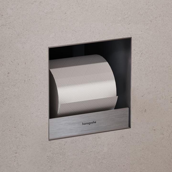 Produktbild hansgrohe HG WC-Papierhalter XtraStoris Original 150x150x140mm Edelstahl gebürstet