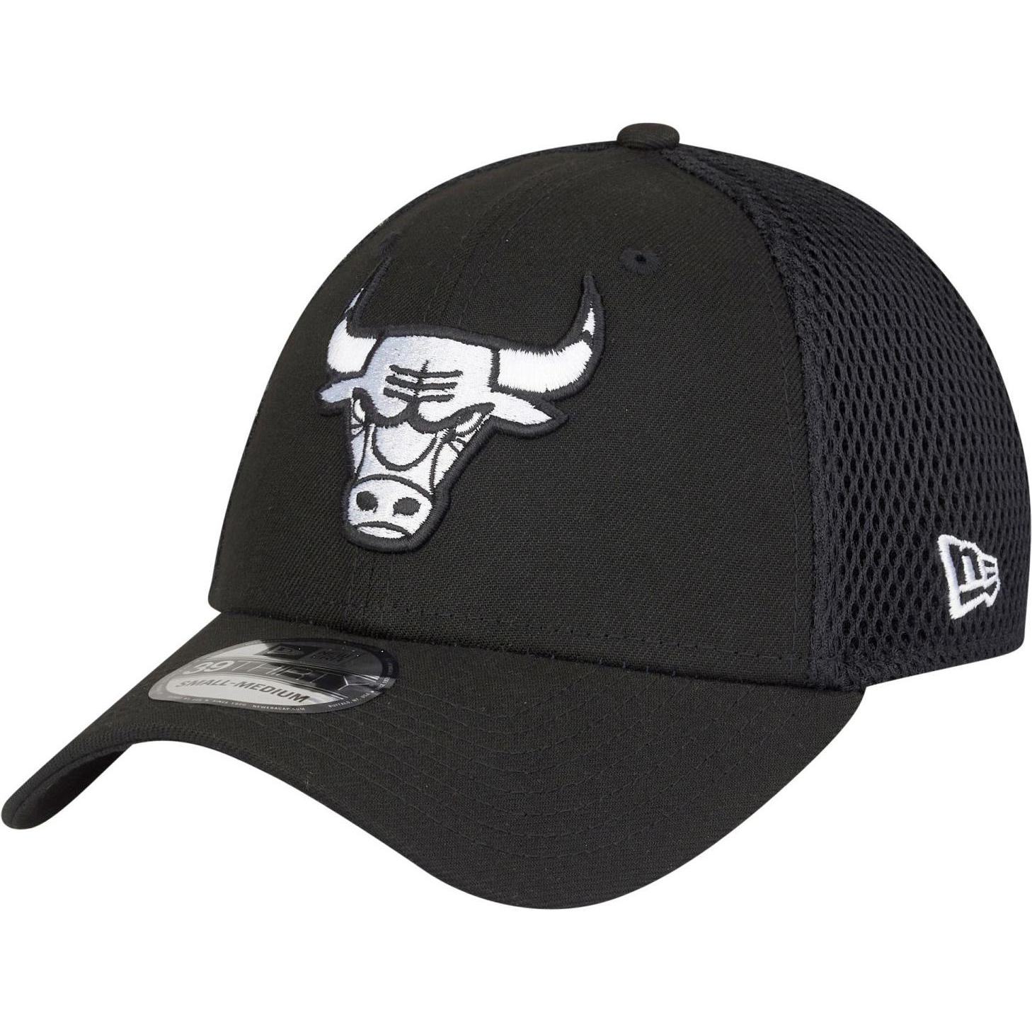 New Era, Herren, Cap, 39Thirty Stretch Mesh Cap - Chicago Bulls - S/M, Schwarz, (M)