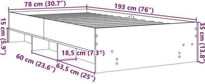 Image du produit vidaXL Bettgestell (75 x 190 cm)