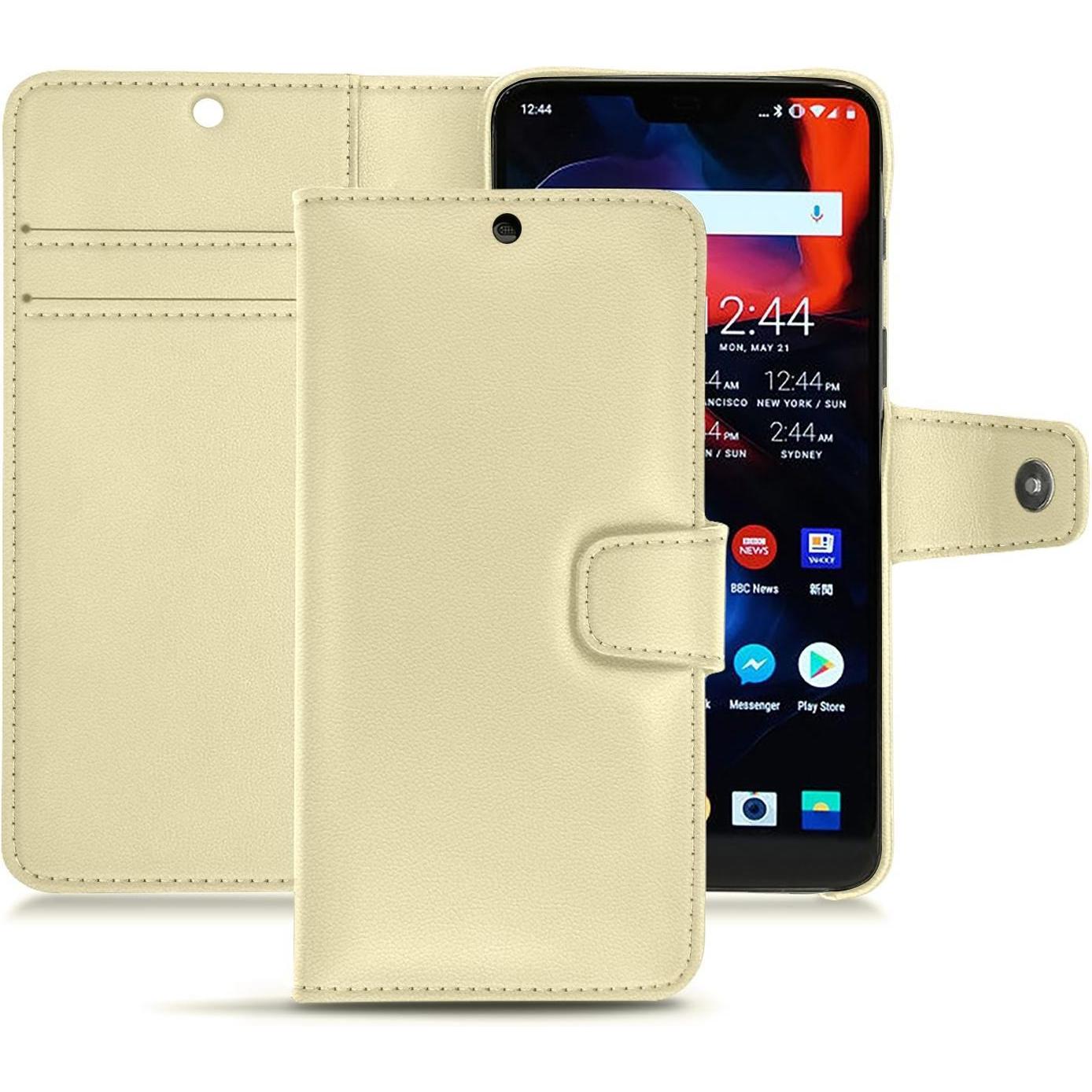 Noreve Lederschutzhülle Wallet (OnePlus 6), Smartphone Hülle, Beige