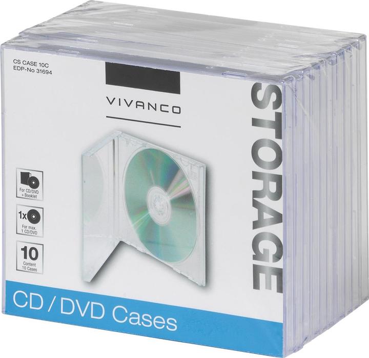 Vivanco CD Jewel Case f??r eine CD, 10er Pack, transparent