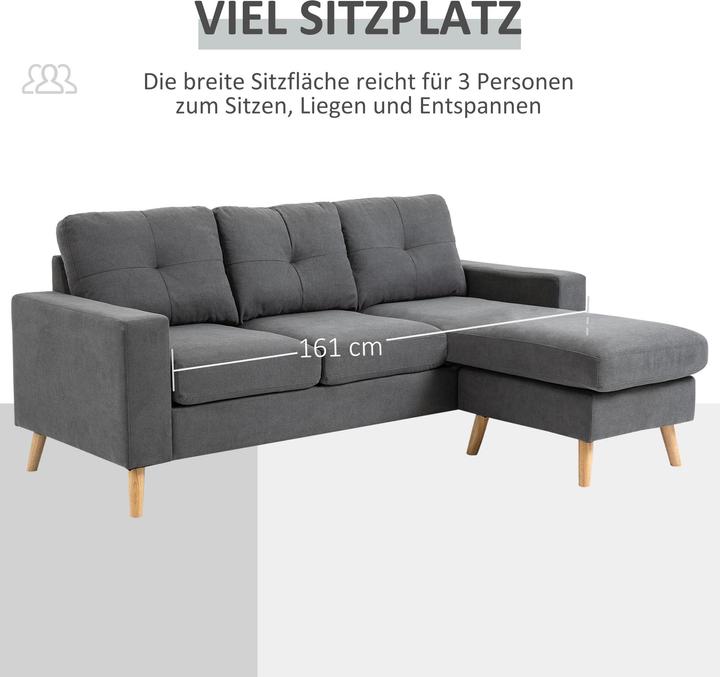 Immagine prodotto Homcom Divano angolare dal design scandinavo con cuciture a bottoni (Divano ad angolo)