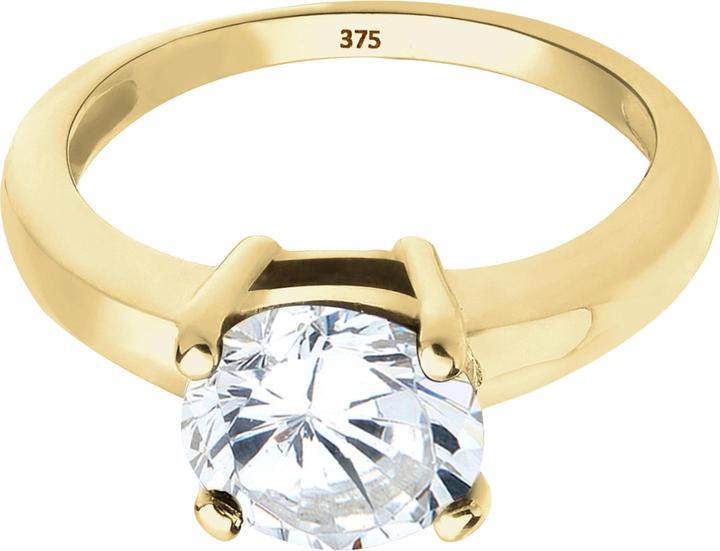Image du produit Elli PREMIUM Bague Solitaire Zirconia 375 Or Jaune Idée Cadeau (58, 375/9 K)
