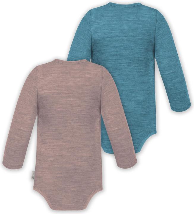 Produktbild Normani 2er Set Unisex Baby Wickelbody Langarm-Strampler Einteiler aus Merinowolle - 9351 (68)