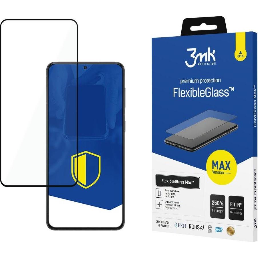 3MK FlexibleGlass Max Bildschirmschutz, Display Folie (1 Stück, Samsung Galaxy S21), Smartphone Schutzfolie, Schwarz