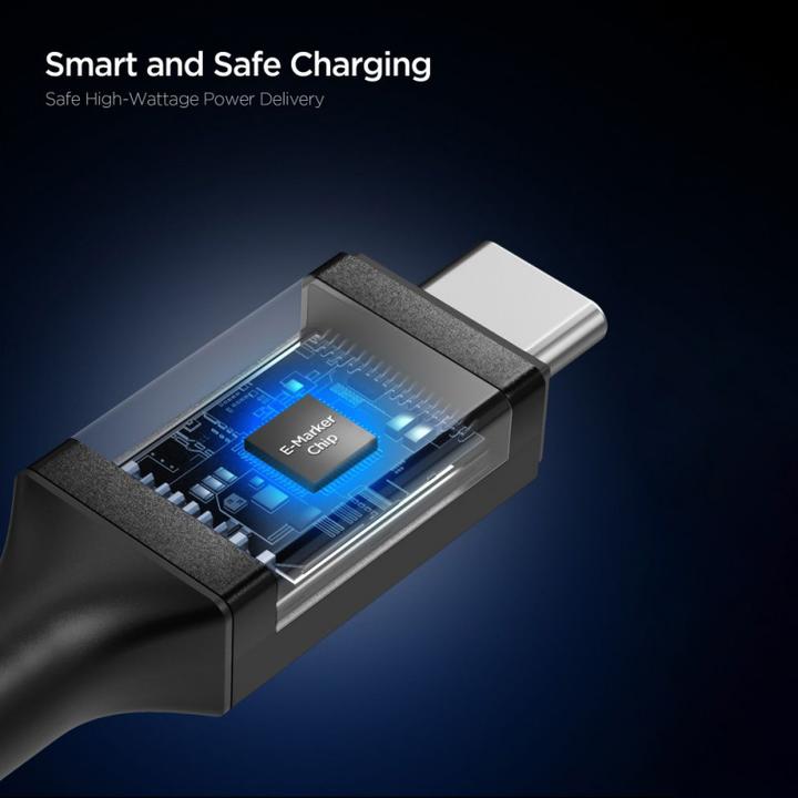 Actual product image Spigen Essential USB C to USB C 240W Cable black EB24012CC (1.20 m, 240 W)