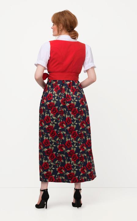 Produktbild Ulla Popken Dirndl, Blüten, Bindeband, Carree-Ausschnitt, ärmellos (50)
