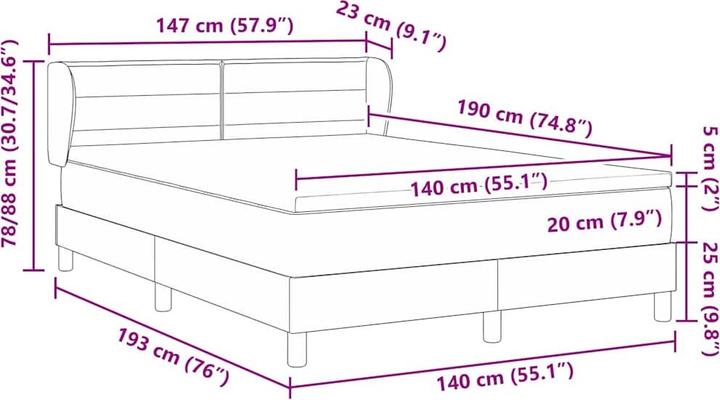 Produktbild vidaXL Boxspringbett (140 x 190 cm)