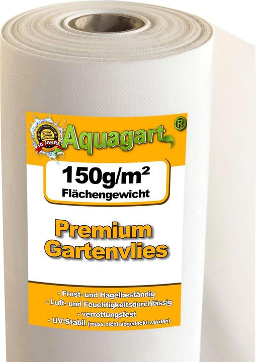 Produktbild Aquagart 35m² Gartenvlies Unkrautvlies Unkrautfolie Mulchvlies 150g/m² weiss 1m breit