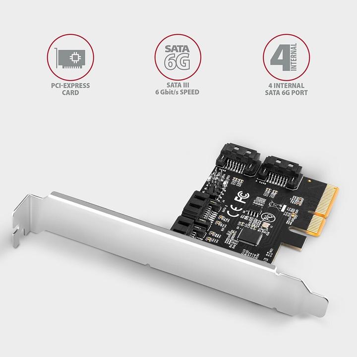 Actual product image Axagon PCES-SA4X4 PCIe Controller 4x internal SATA 6G port + LP