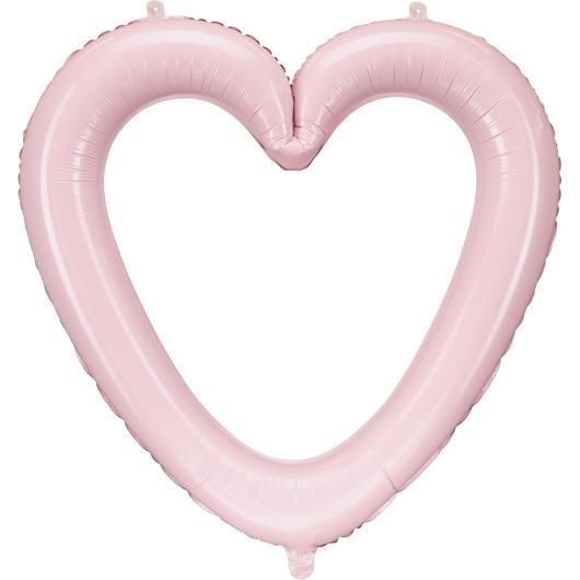 Partydeco Foil balloon Heart frame, 86x83.5 cm, light pink (1 pkt / 1 pc.)