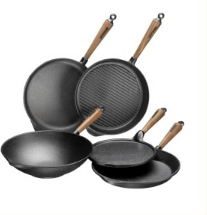 Productafbeelding Skeppshult Gietijzeren Wokpan 30 cm Walnoot (30 cm, Wokpan, Gietijzer)