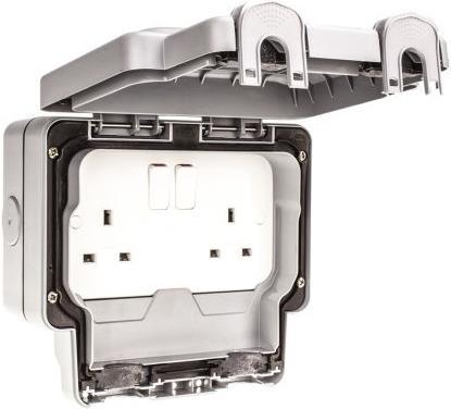 Actual product image MK Electric 13A switched socket 2g grey masterseal+