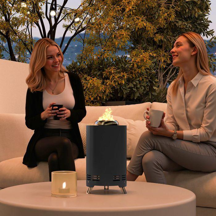 Immagine prodotto Swisshandel24 Feuerschale Ø16x25cm Edelstahl Schürhaken BBQ Camping Grau (16 cm)