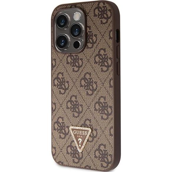 Thumbnail - Guess PU Leather Metal Logo Strass Crossbody Case für Apple iPhone 15 Pro - brown (Apple iPhone 15 Pro), Smartphone Hüll...
