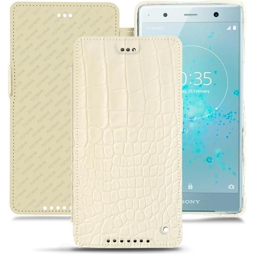Noreve Lederschutzhülle horizontal (Sony Xperia XZ2 Premium), Smartphone Hülle, Weiss
