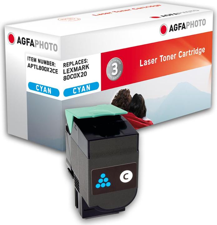 Actual product image AGFAPHOTO Cyan Toner Cartridge (Alternative to: Lexmark 80C0X20, Lexmark 800X2) (C)