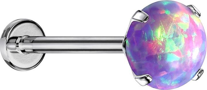 Produktbild Star Piercing Micro Threadless Labret silber Opal violett gefasst (Titan G23, ohne Messing)