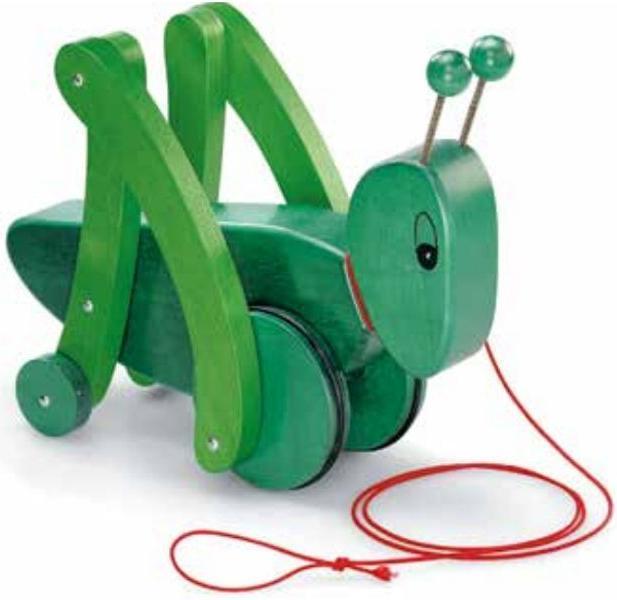 Classic Toddler Wooden Grasshopper Pull Toy Albisbrunn