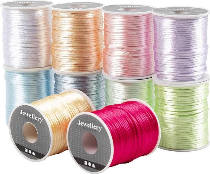 Produktbild Creativ Company Satinband 2 mm x 50 m, mehrfarbig sortiert (Geschenkband, 10 x)