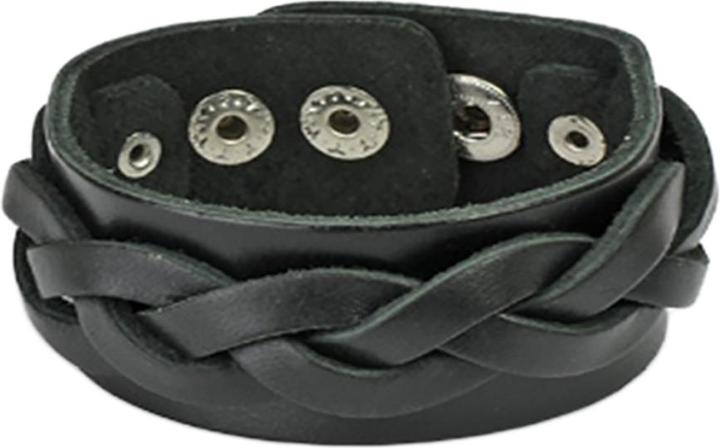 Star Piercing Cinturino in pelle nera con strisce spesse intrecciate (Cuoio)