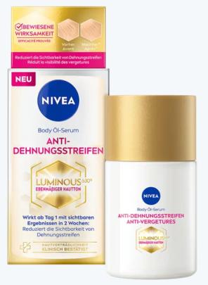 Actual product image NIVEA Luminous630® Anti-Dehnungsstreifen Body Öl-Serum (Body oil, 100 ml)