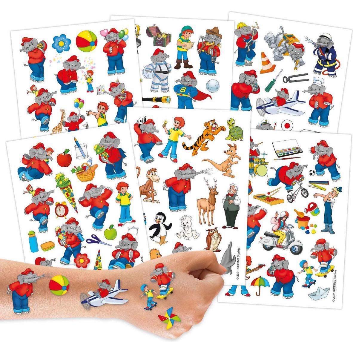Thumbnail - Papierdrachen Kindertattoo - Set - Benjamin Blümchen (100 Stück 6 Bögen)
