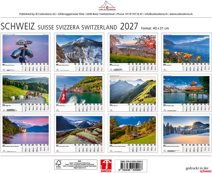 Produktbild Schweiz-Suisse-Svizzera-Switzerland 2027 (40 x 31 cm)