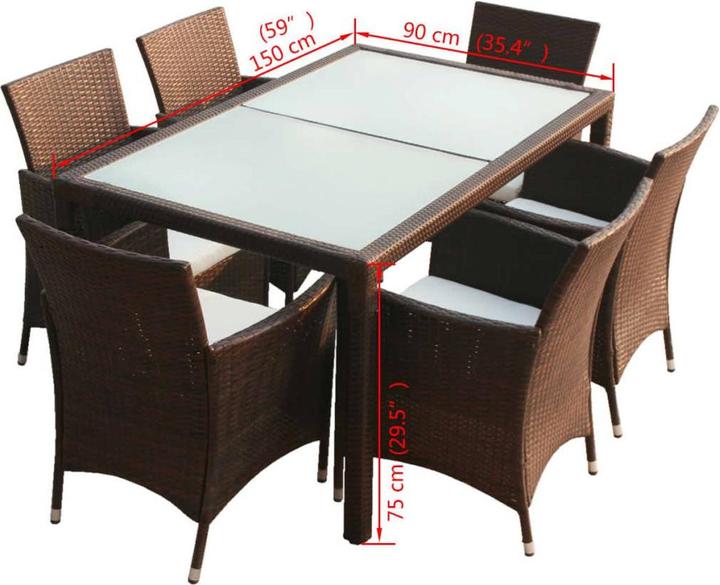 Produktbild vidaXL Gartenmöbel Set (150 x 90 x 75 cm)