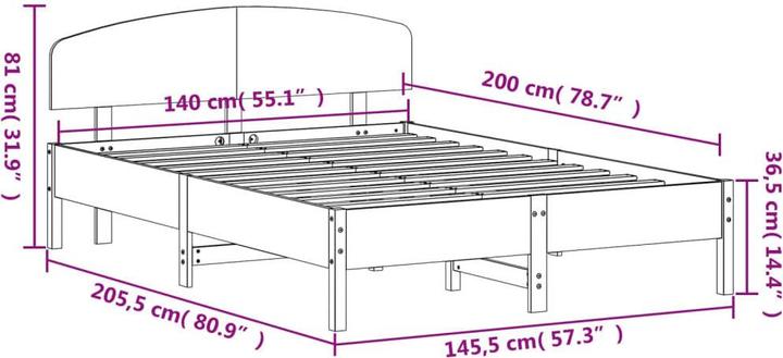 Image du produit vidaXL Bettgestell (140 x 200 cm)