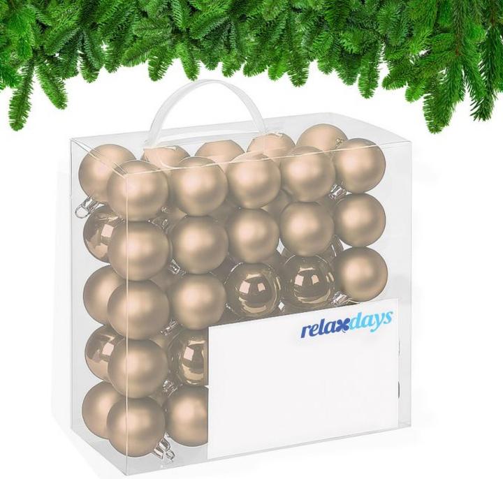 Image du produit Relaxdays - Weihnachtskugeln 50er Set, Creme/ Silber, 7 x 6 cm (50-pièce)