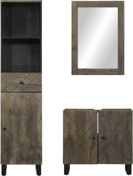 Immagine prodotto VidaXL Set di mobili da bagno a 3 pezzi in legno massiccio di mango nero