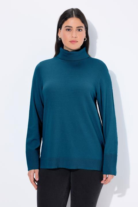 Produktbild Ulla Popken Rollkragenpullover, breite Rippbündchen, Langarm (62)
